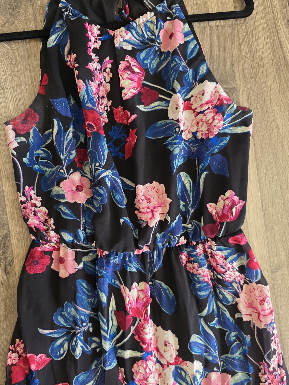 Forever 21 Black Floral Maxi Dress with Pink and Blue Blooms - Picture 2 of 5